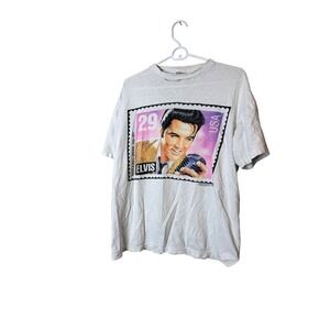 Vintage UNV Apparel Shirt unisex White Elvis Presley Stamp Graphic Tee USA